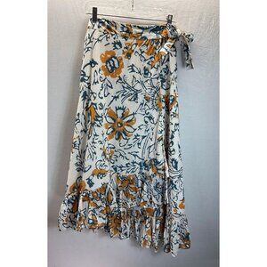 Apiece Apart Felize Wrap midi Skirt size 4 Blue Floral ruffled designer